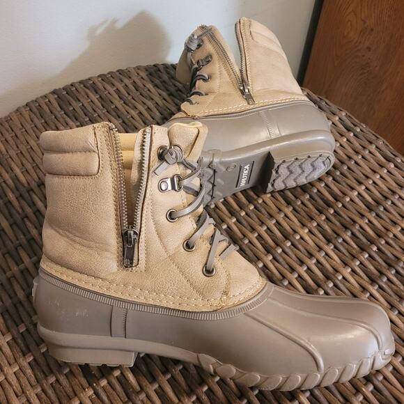 Nautica Sea Ripple Tan Duck Boots Sz 10 Women’s Waterproof Ankle Rain Boot Zip - Picture 1 of 10